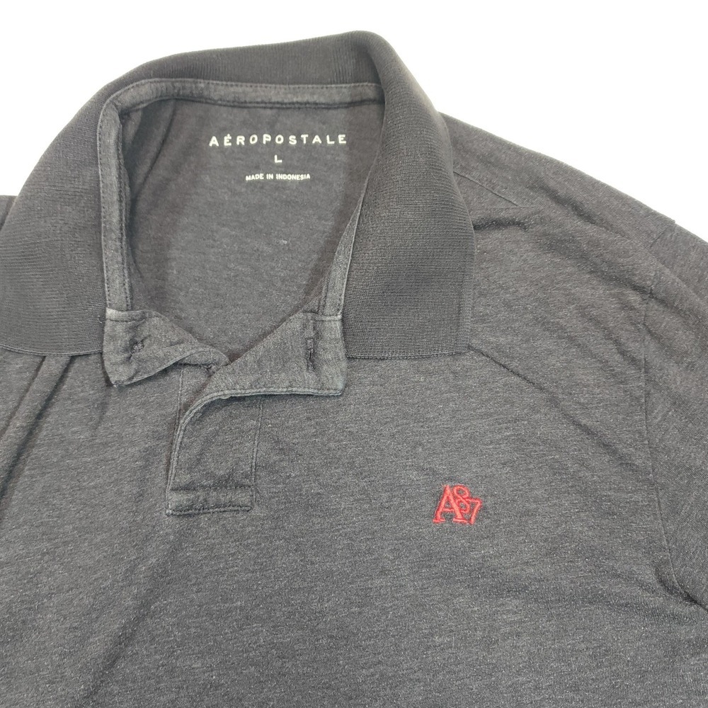 Aéropostale Polo Shirt Mens Large Gray Short Sleeve Cotton Embroidered Logo - Picture 2 of 9